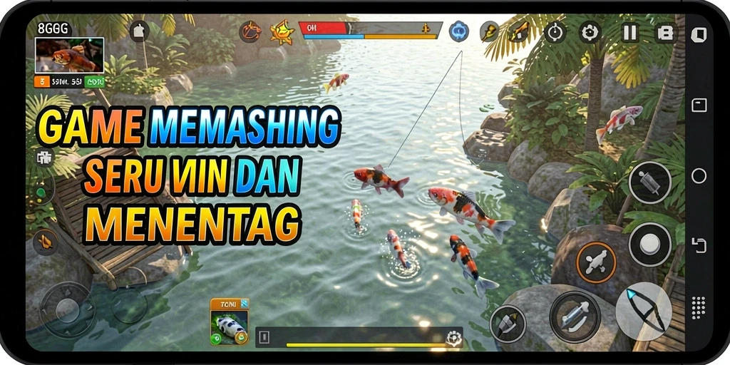 Tampilan gameplay <strong>8G8G</strong> yang mendebarkan saat memancing di laut.