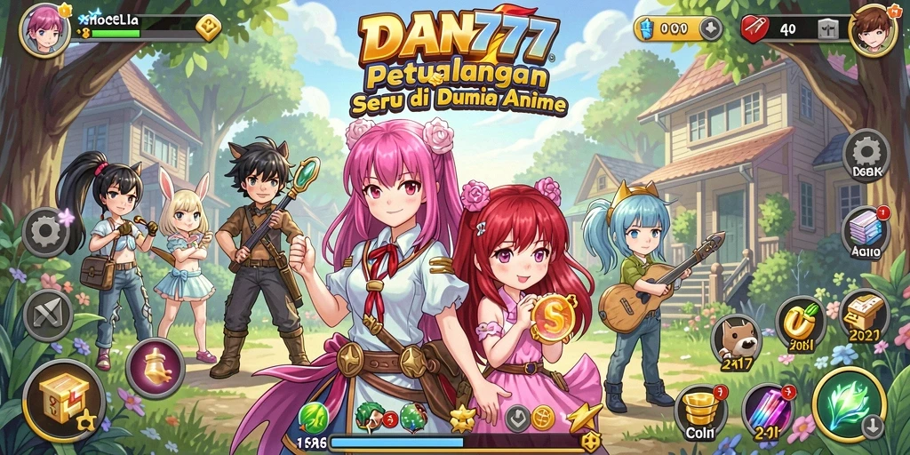 Tangkapan layar utama DAN777 menunjukkan karakter anime dalam aksi seru.