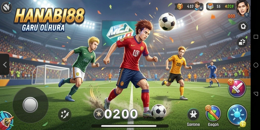 Tampilan gameplay seru di HANABI88 dengan aksi olahraga mendebarkan.
