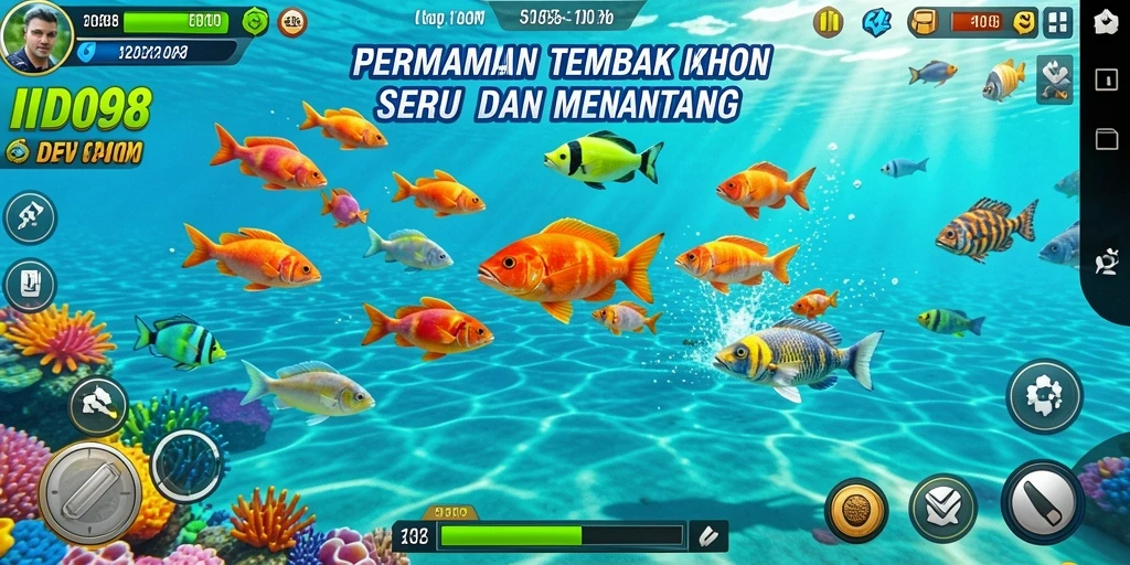 Tampilan gameplay seru dalam game Tembak Ikan ID098.