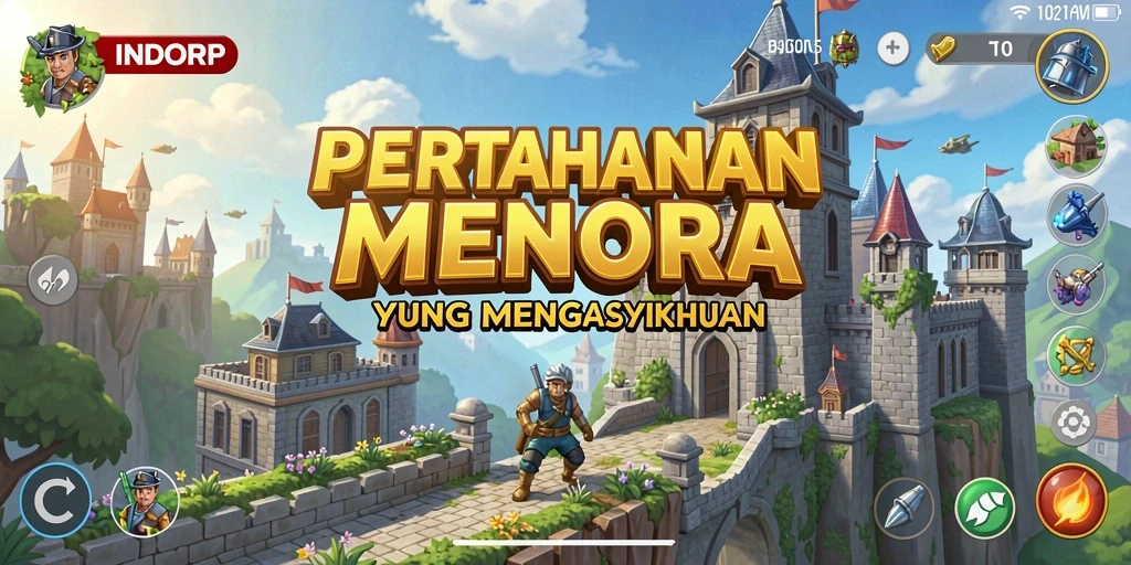 Menampilkan gameplay seru Tower Defense di INDORP.