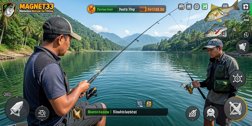 Gameplay MAGNET33 yang menampilkan momen memancing seru dan menegangkan.