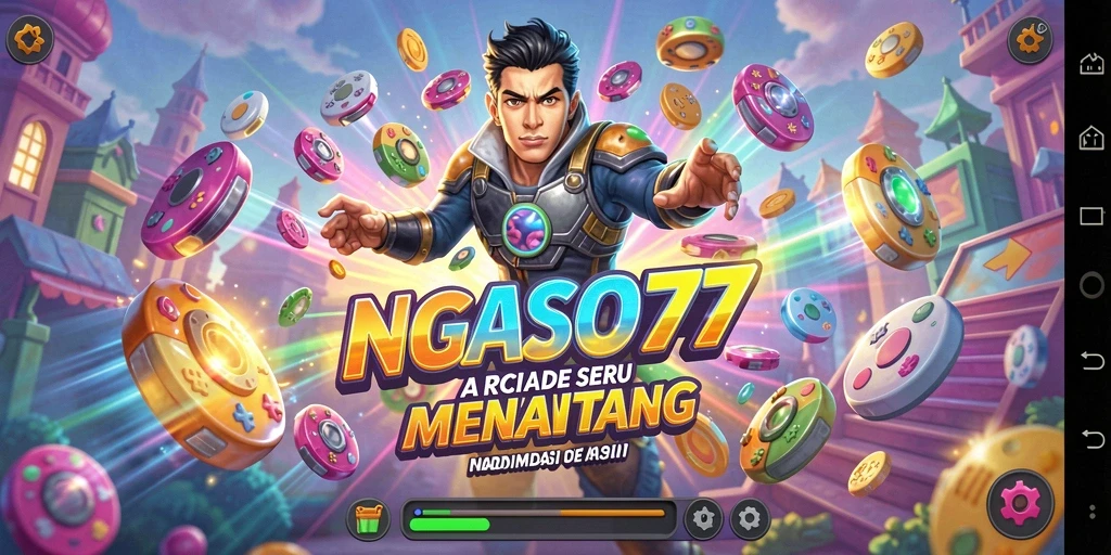Screenshot gameplay NGASO77 yang menampilkan aksi seru dan rintangan warna-warni.