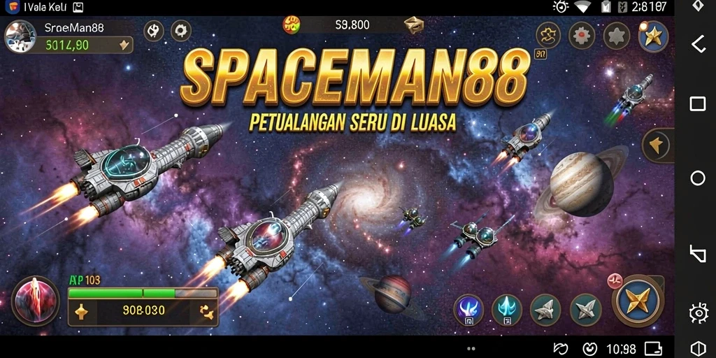 Screenshot SPACEMAN88 menampilkan aksi seru dalam petualangan luar angkasa.
