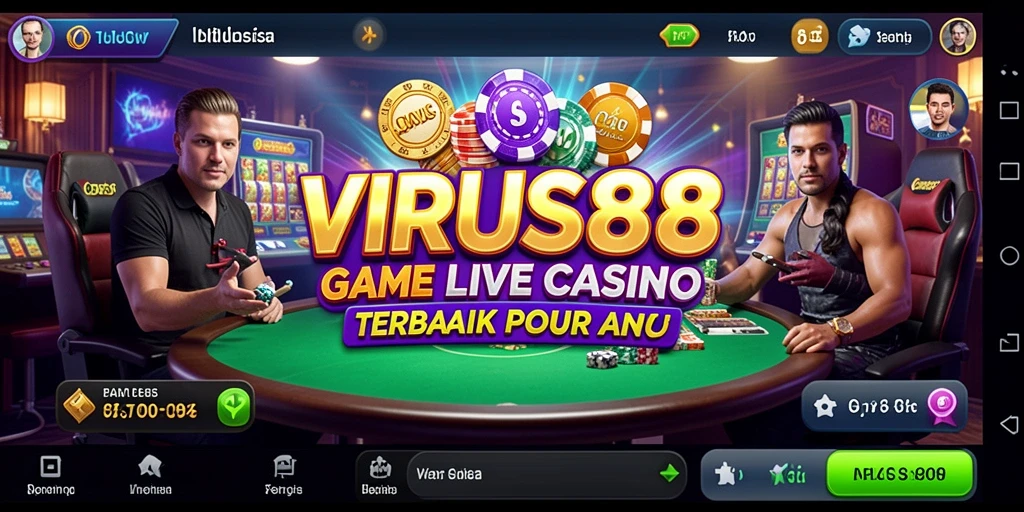 Screenshot gameplay VIRUS88 menampilkan dealer live dan suasana kasino.